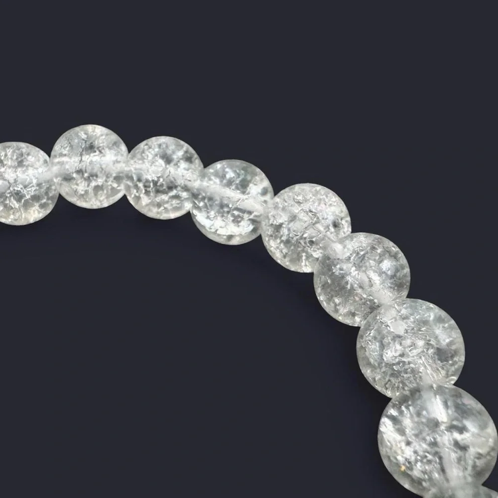 Clear Crackle Glass Bead Bracelet